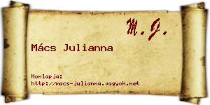Mács Julianna névjegykártya
